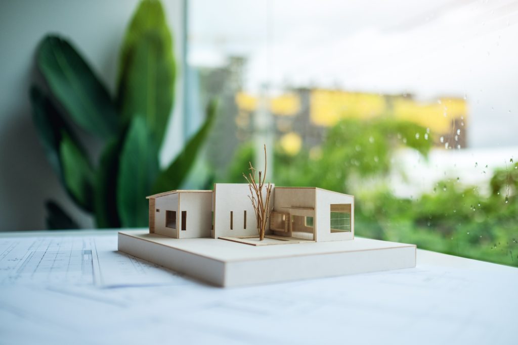 An architectural model of a home