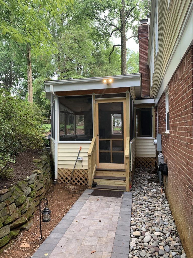 A custom porch home addition project