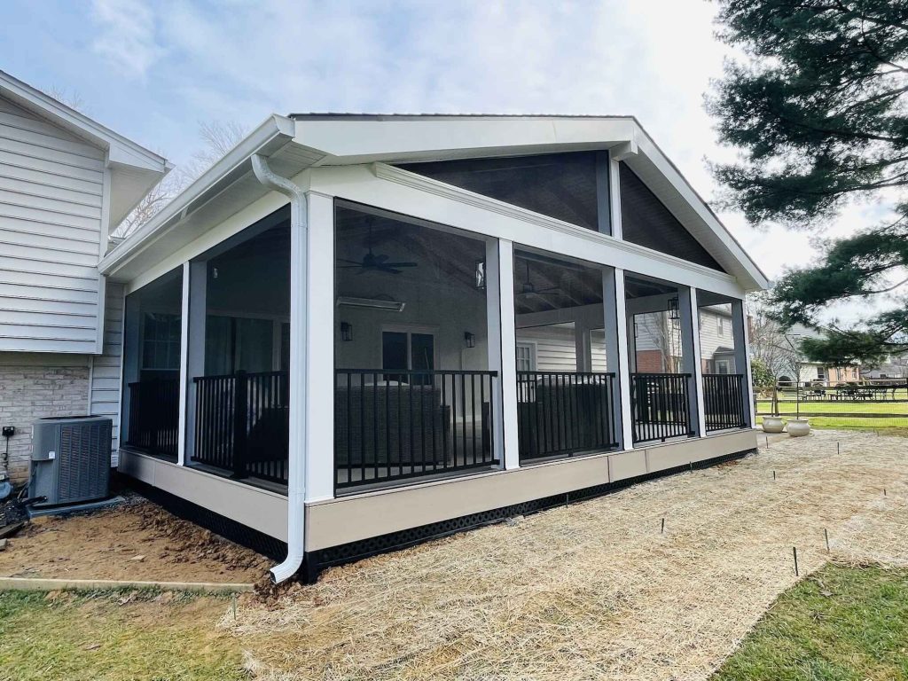 A custom porch addition to a home.