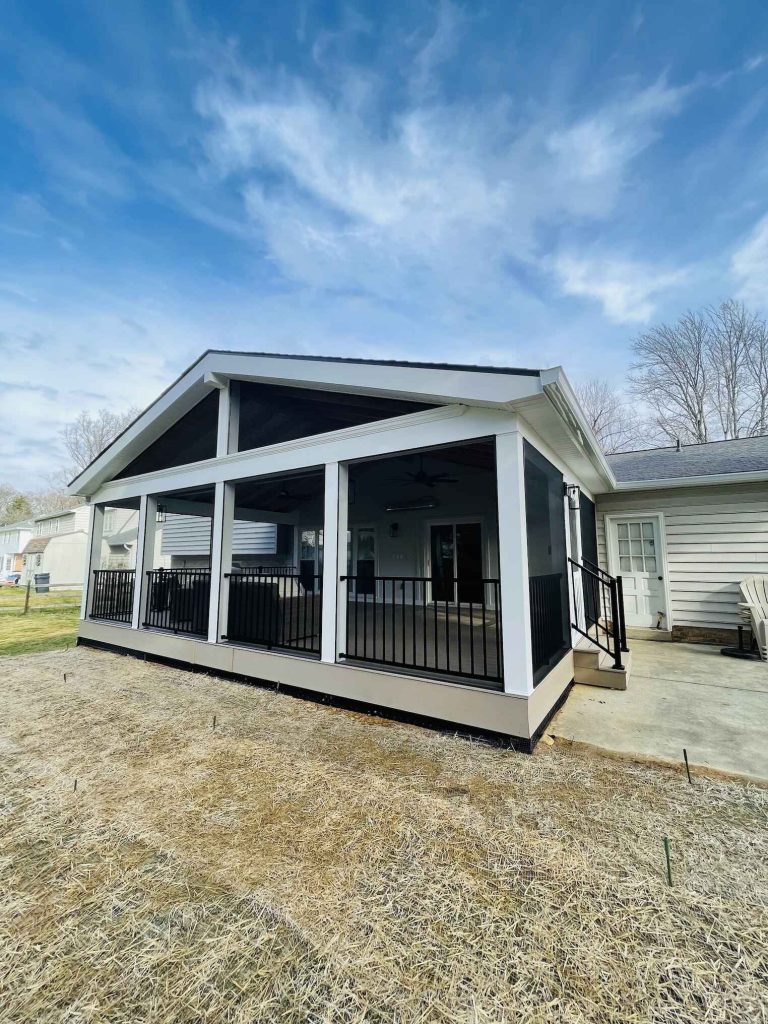 A custom porch addition to a home.